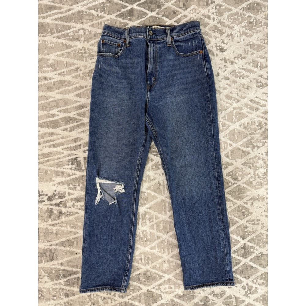 Abercrombie Curve Love Ankle Straight Jeans Women 28/6s Blue Distressed | Casual